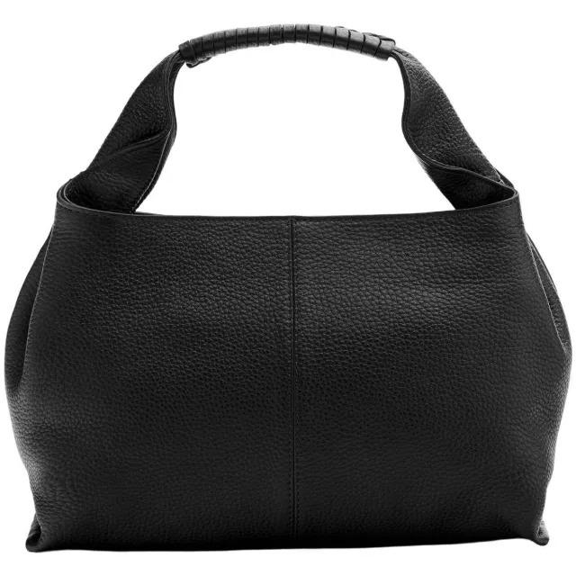 Manfield leren handtas zwart, foto 2