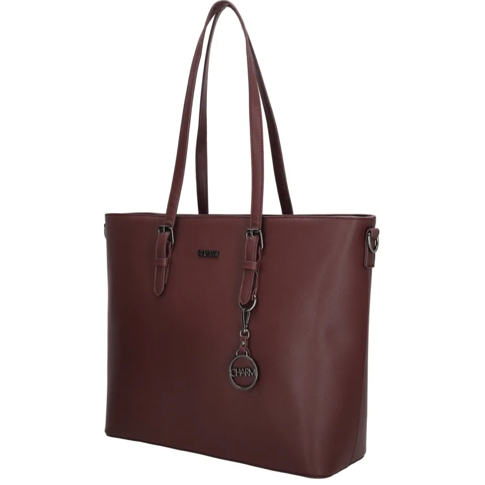 Charm London Birmingham shopper bordeauxrood, foto 3