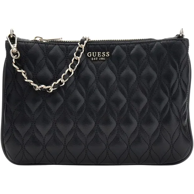 Guess Maxine Quilted Flat Pouch schoudertas zwart