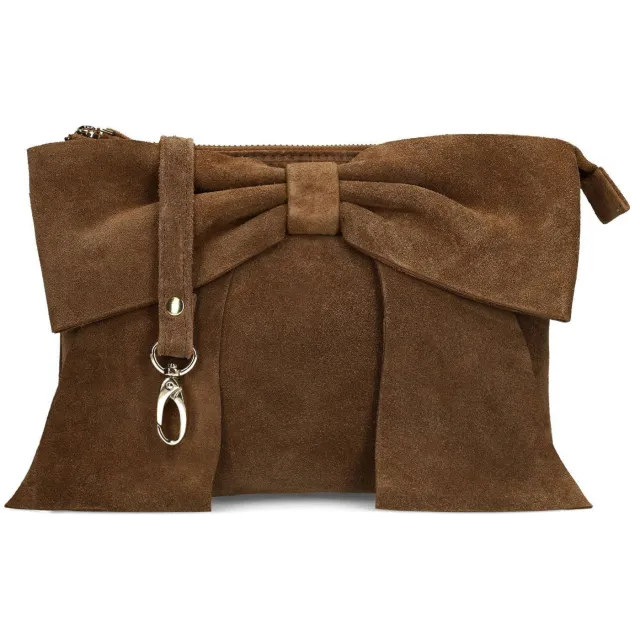 Manfield suède clutch bruin
