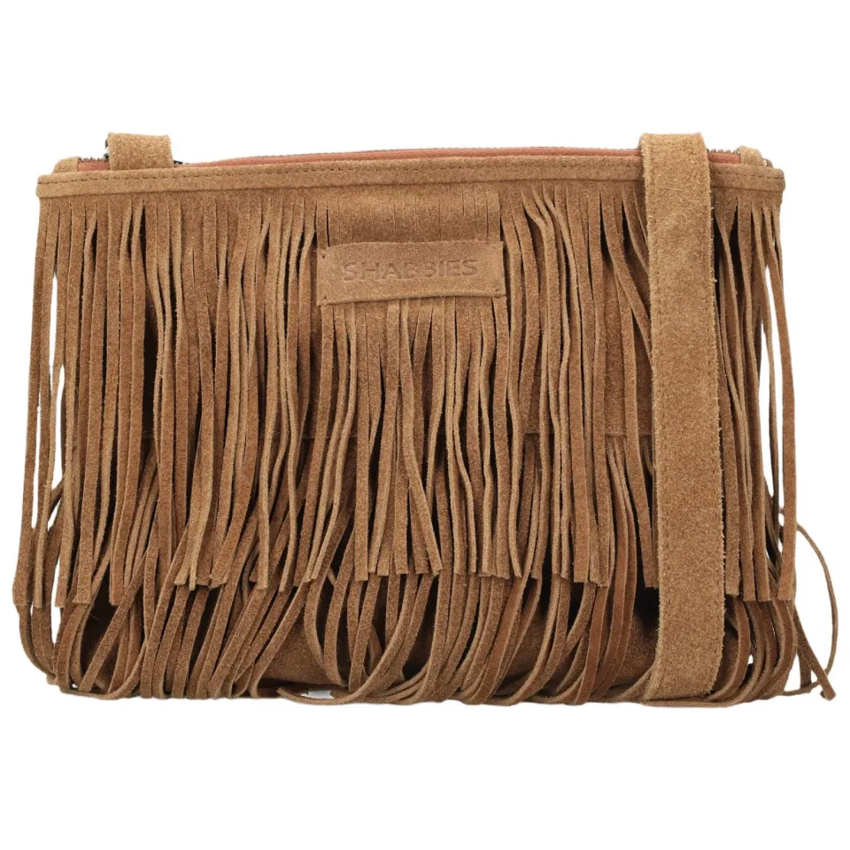 Shabbies Amsterdam Festival Fringe crossbody tas cognac