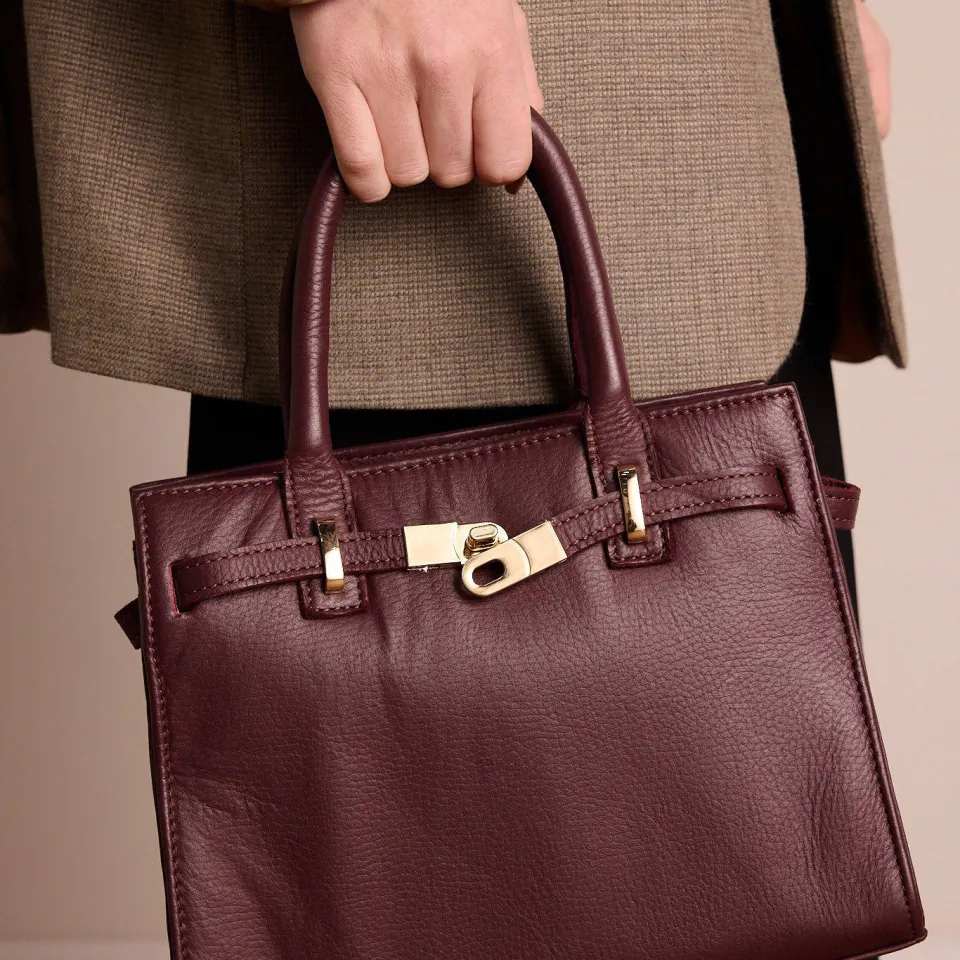 Manfield leren handtas bordeauxrood, foto 4
