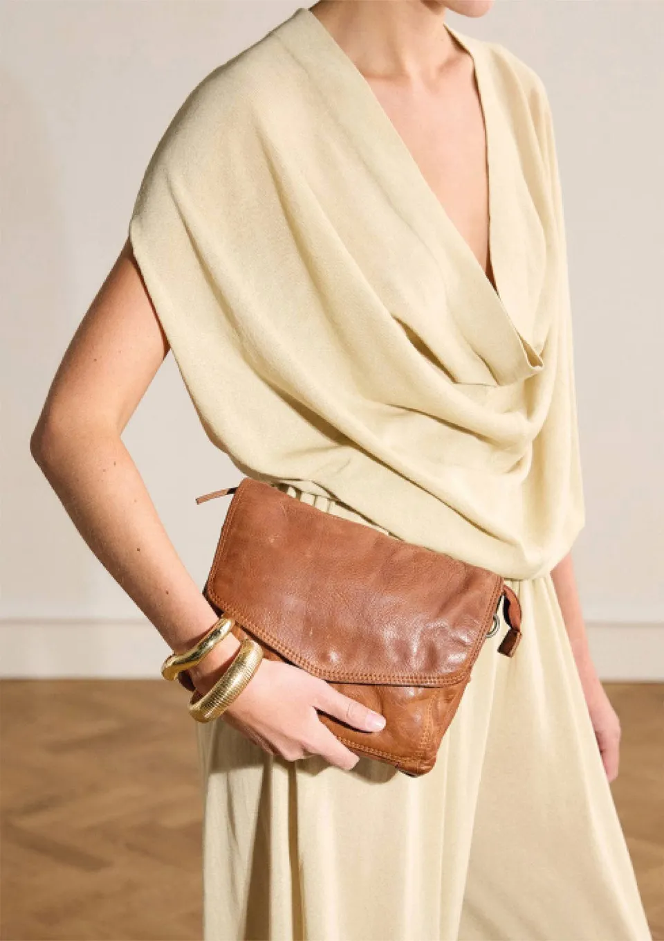 No Stress cognac leren crossbody tas, foto 4