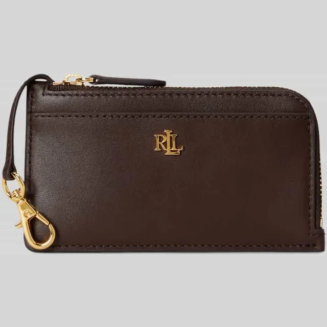 Ralph Lauren Portemonnee voor kleingeld van echt leer Bruin