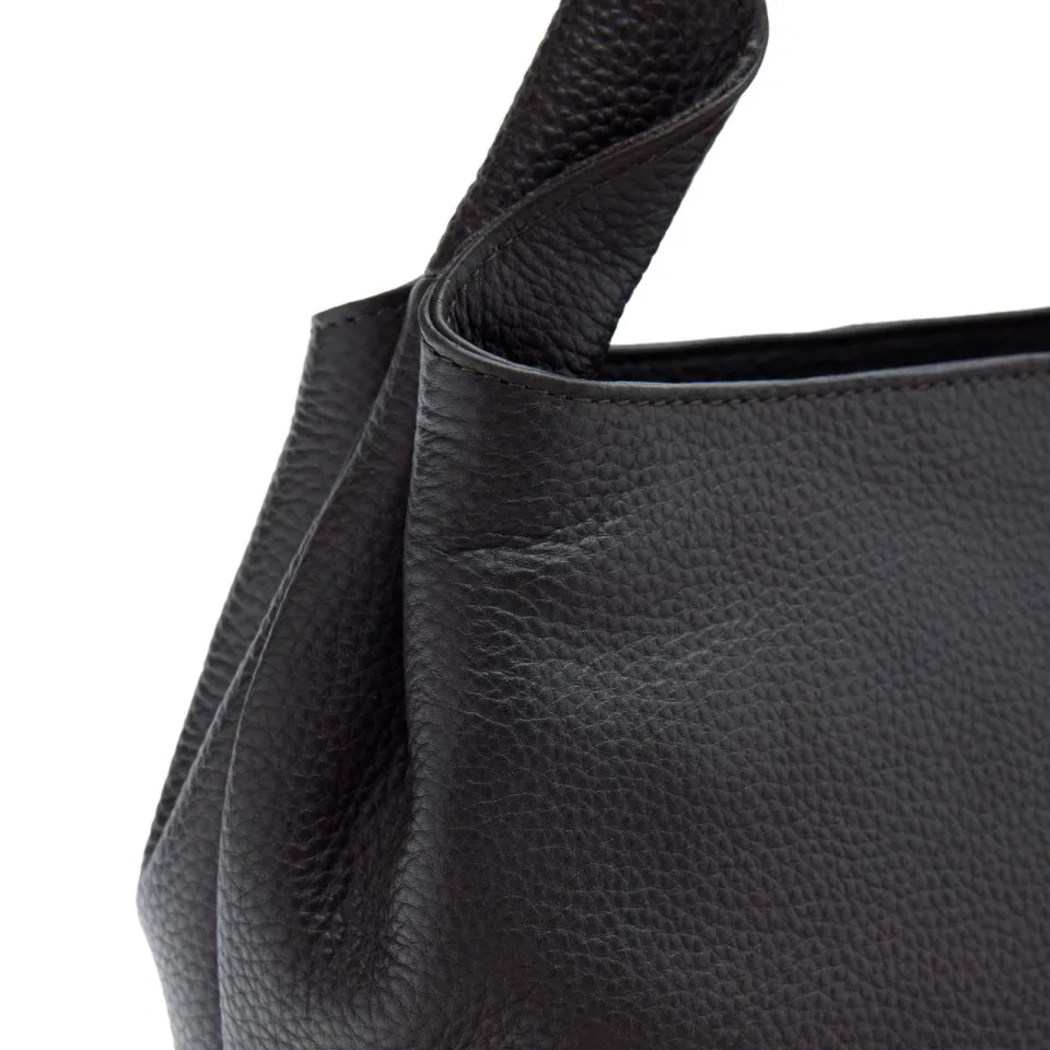 Manfield leren handtas donkerbruin, foto 8