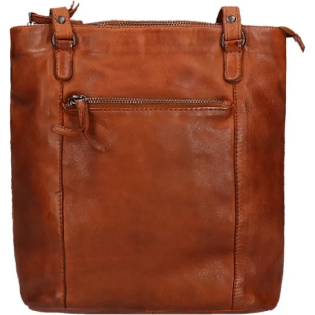 Beardesign Bear Design Medium Schoudertas Dames - Leer - Sandy - Leren Anti Diefstal Rugtas voor Vrouwen - Cognac, foto 2