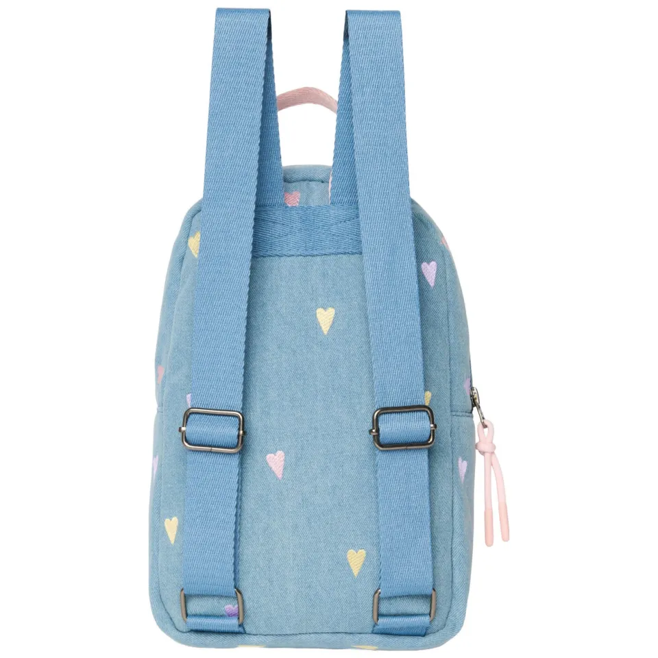 Studio Noos denim mini rugzak met hartjes print lichtblauw, foto 2