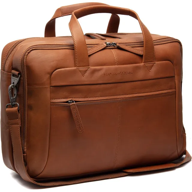 The Chesterfield Brand Waxed Pull Up Dames laptoptas - 17 inch - Werktas A4 - Leer - Cognac