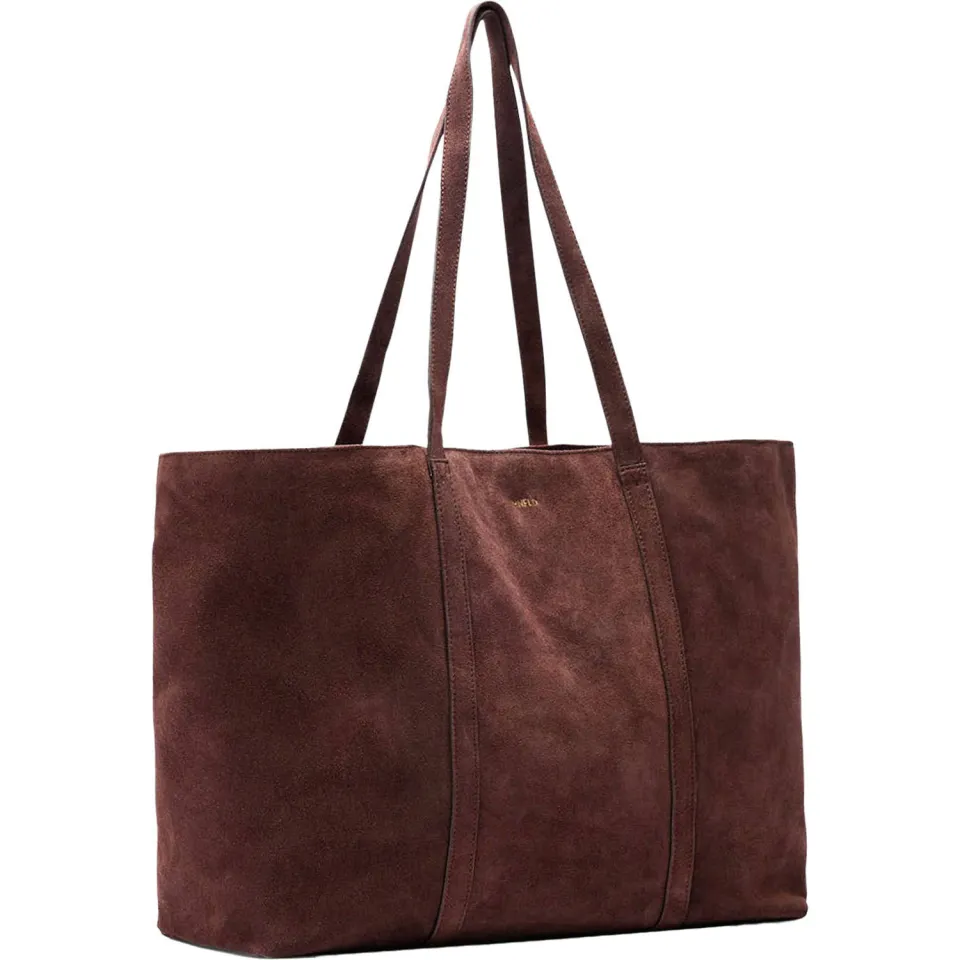 Manfield suède shopper donkerrood, foto 4