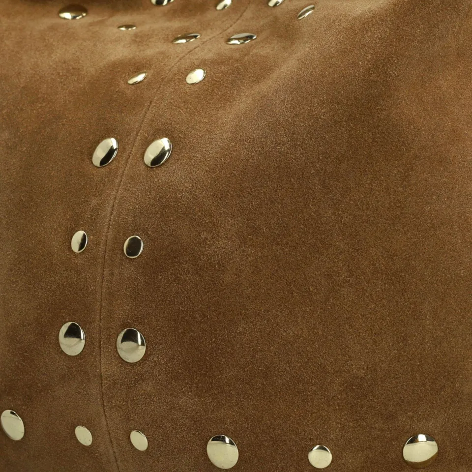 Manfield suede schoudertas met studs cognac, foto 5