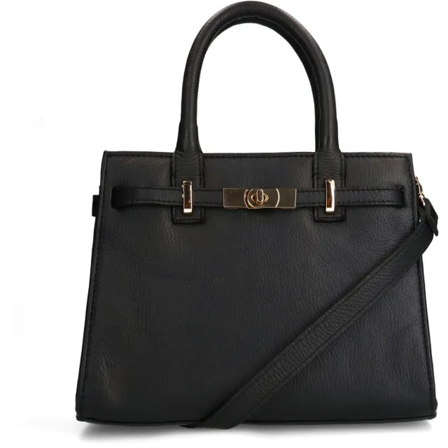 Manfield leren handtas zwart