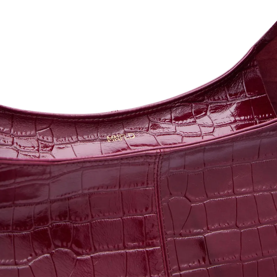 Manfield leren schoudertas donkerrood, foto 4