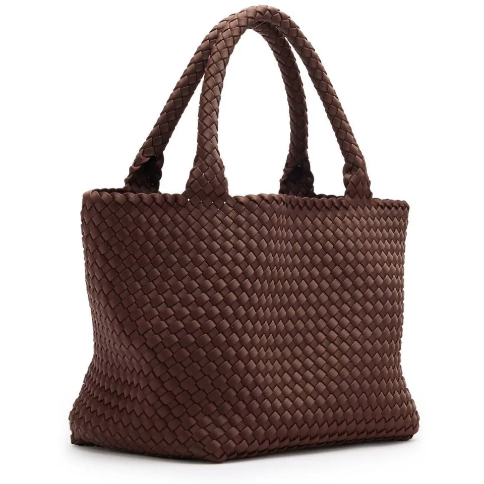 Manfield gevlochten shopper donkerbruin, foto 3