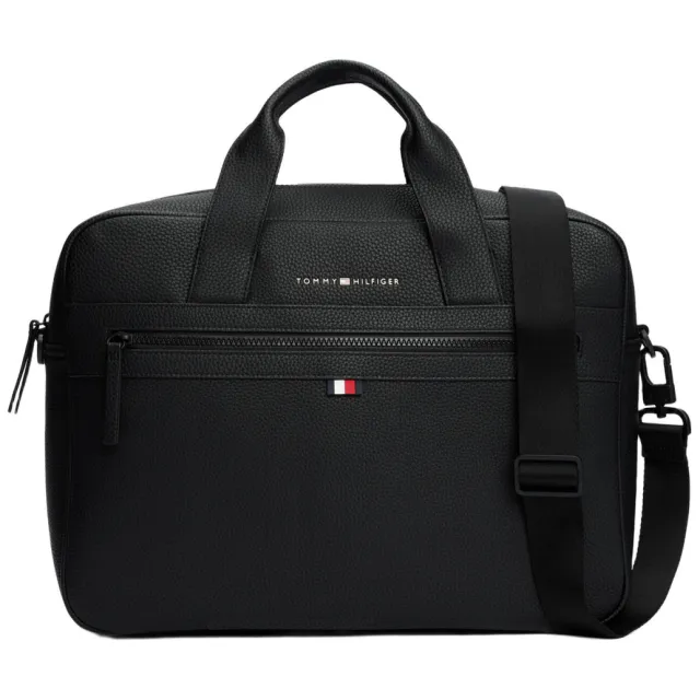 Tommy Hilfiger Laptoptas in leerlook Zwart