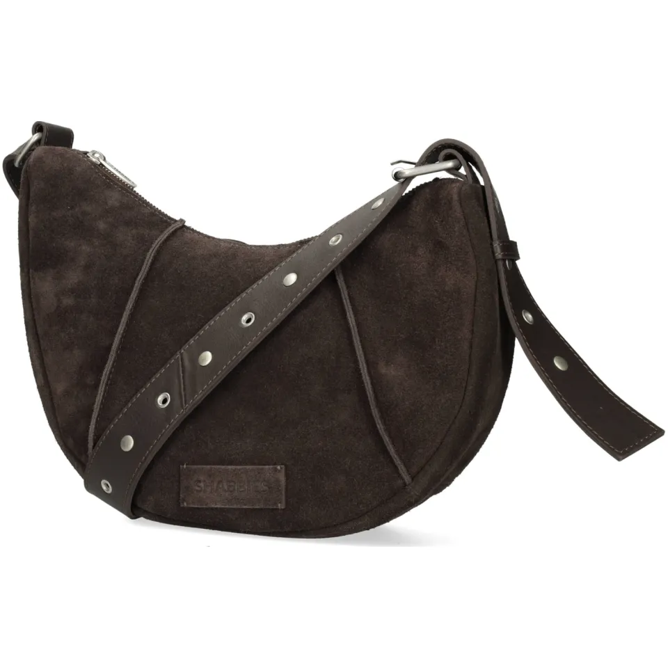 Shabbies Amsterdam PLATAMINI STUDS Shoulderbag Oiled Suede Dark Brown, foto 5