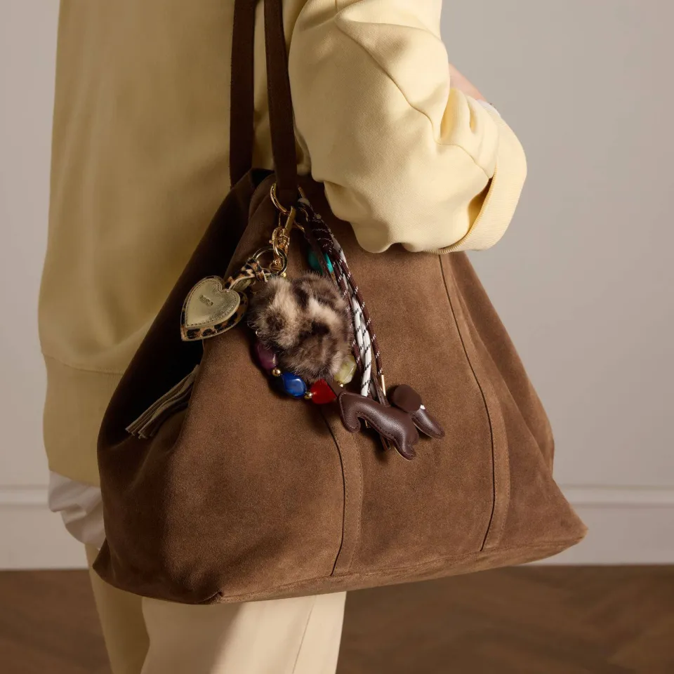 Manfield suede shopper taupe, foto 3
