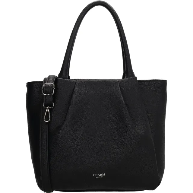 Charm London Lyon Shopper - Klein - Dames - Schoudertas - Ritssluiting - Magneetsluiting - Verstelbare Schouderband - Crossbody - Tote Bag - Dames Tas - Zwart