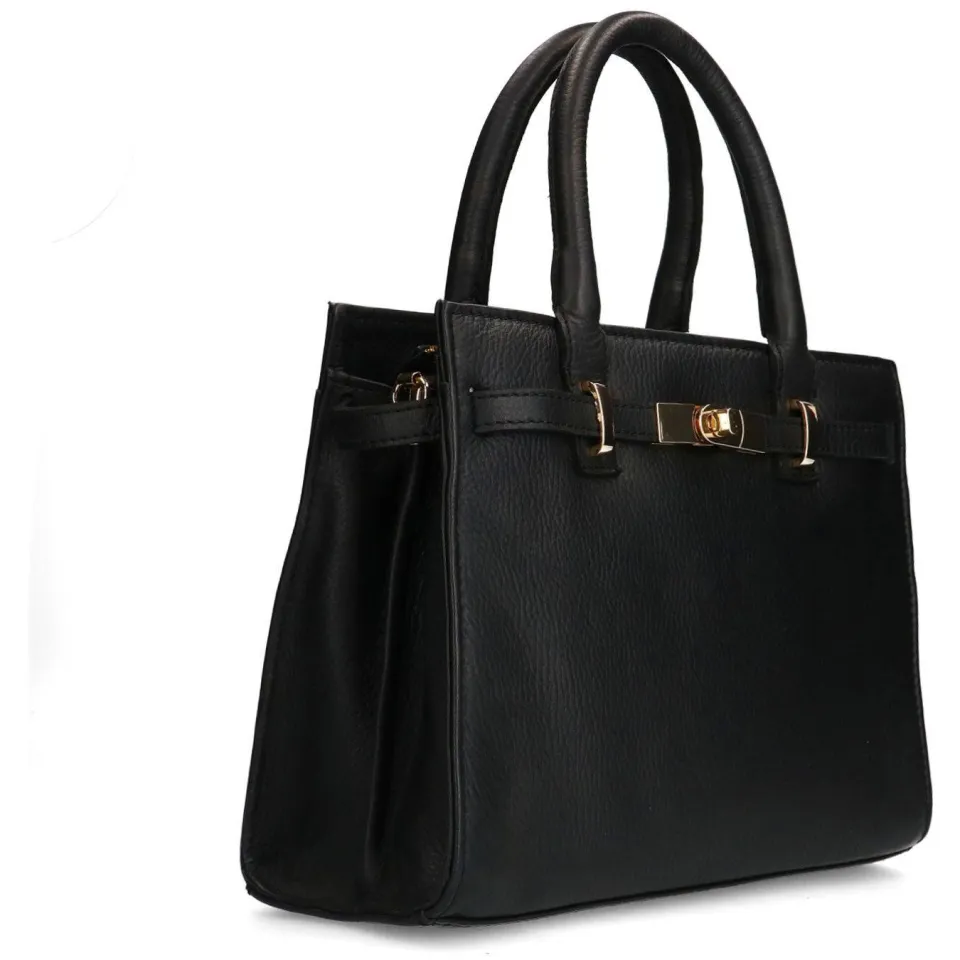 Manfield leren handtas zwart, foto 2