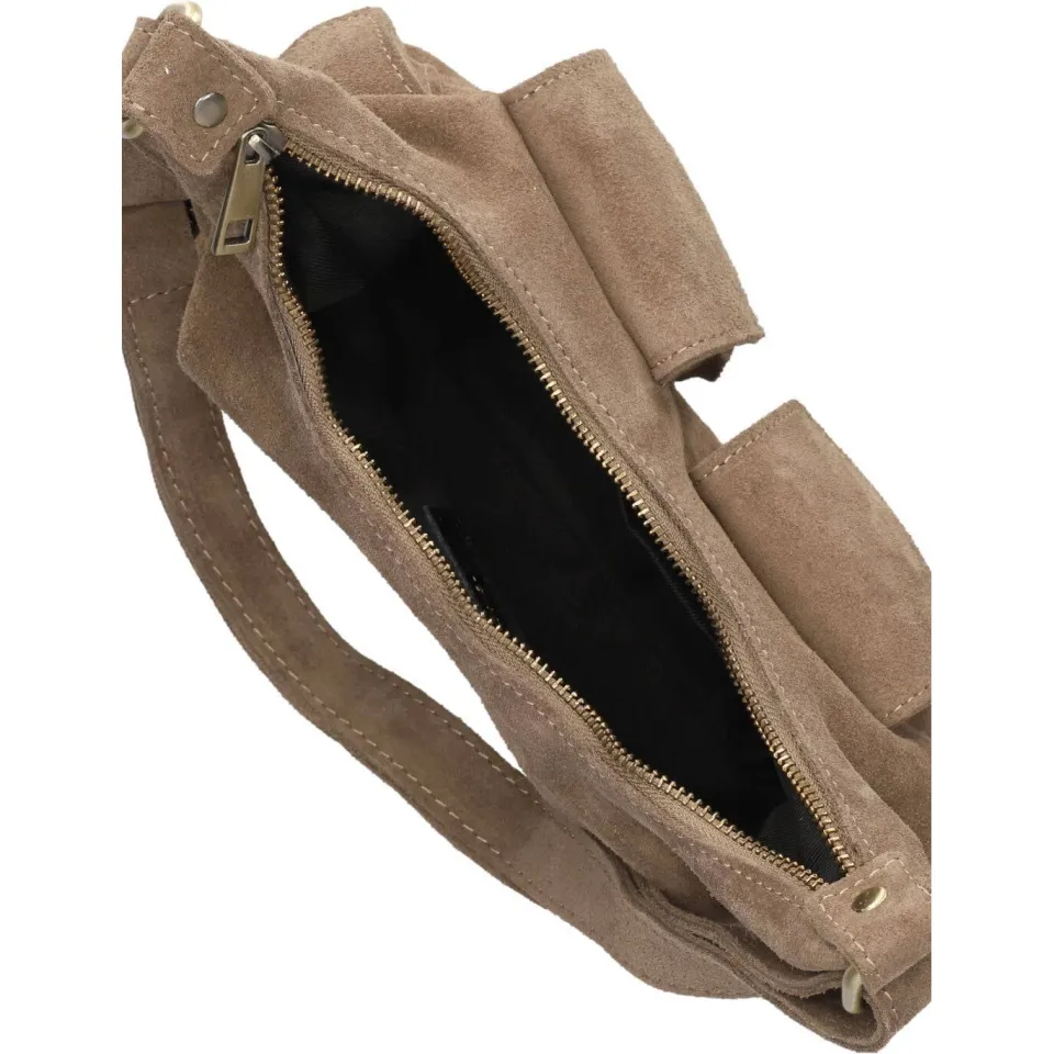 Notre-V Sen Suede schoudertas taupe, foto 4