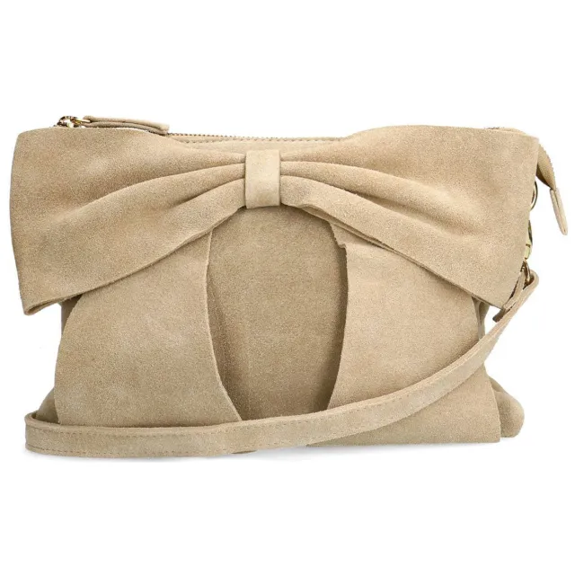 Manfield suede crossbody tas beige