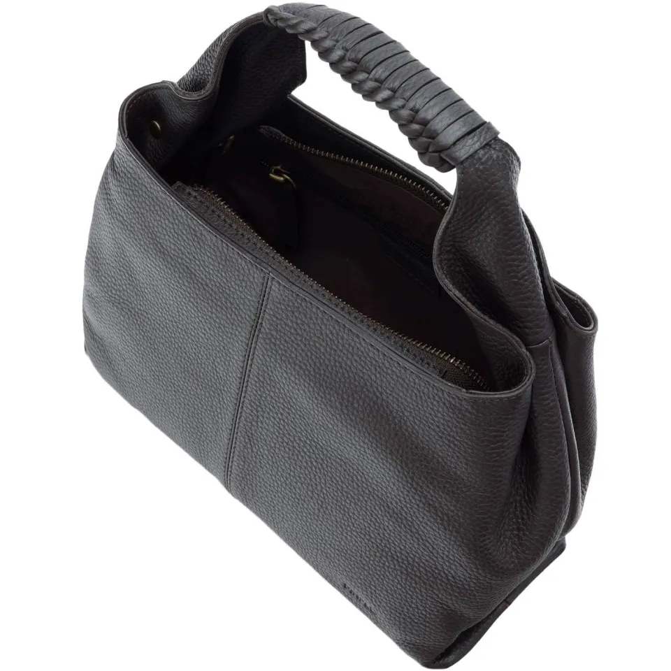 Manfield leren handtas donkerbruin, foto 4