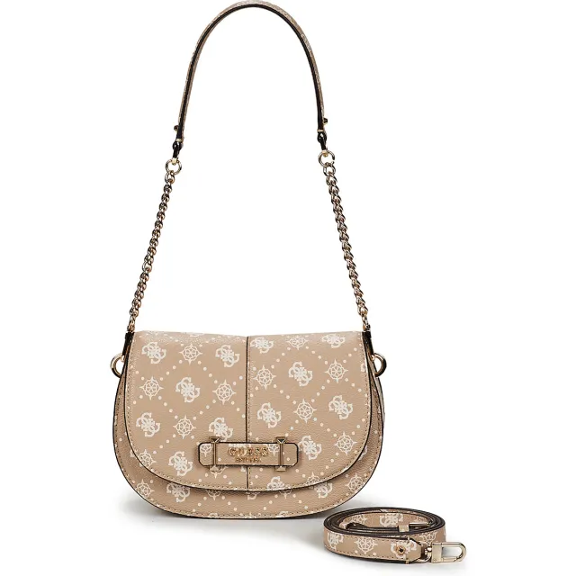 Guess Schoudertas Guess CARRIE LOGO FLAP SHOULDER BAG Beige