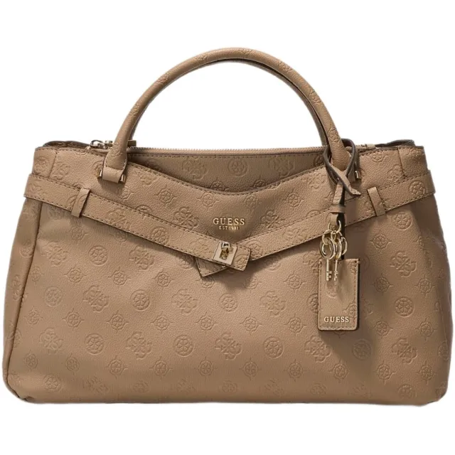 Guess Handtas Guess Ella Logo Lrg Gfriend Satchel Beige