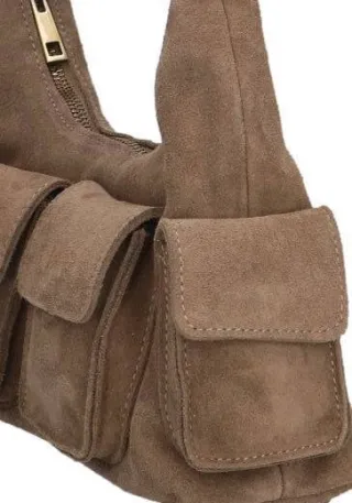 Notre-V Sen Suede schoudertas taupe, foto 5