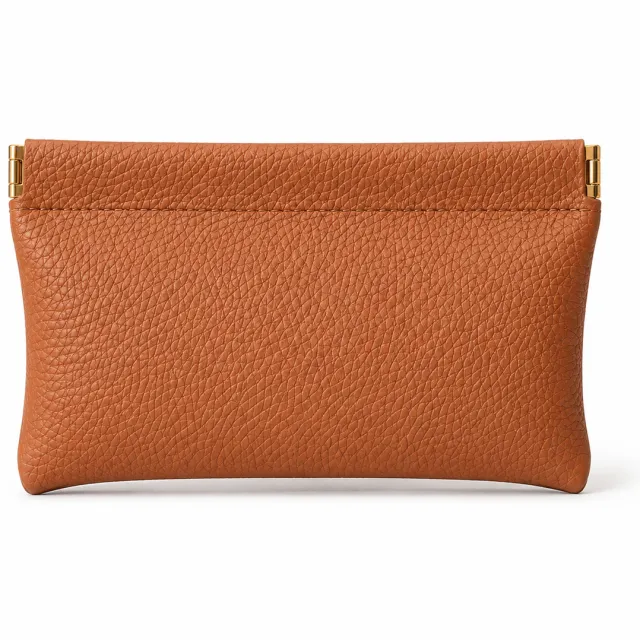 LGT JWLS zelfsluitende mini portemonnee cognac breed model Cognac/Goud