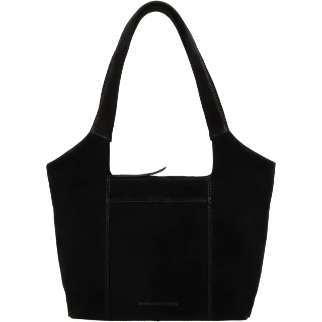 Hide & Stitches Brazos Schoudertas - 30 x 21 x 10,5 cm - Suede - Leer - Dames Tas - Leren Dames Tas - Zwart