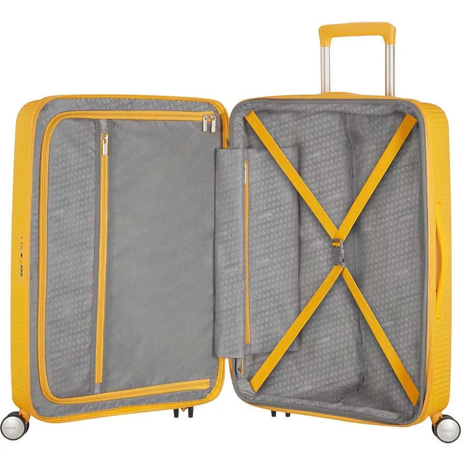 American Tourister Soundbox Spinner 67 cm reiskoffer geel, foto 4