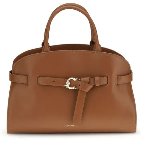 Coccinelle Bruin Kalfsleer Bos Taurus Handtas Cognac