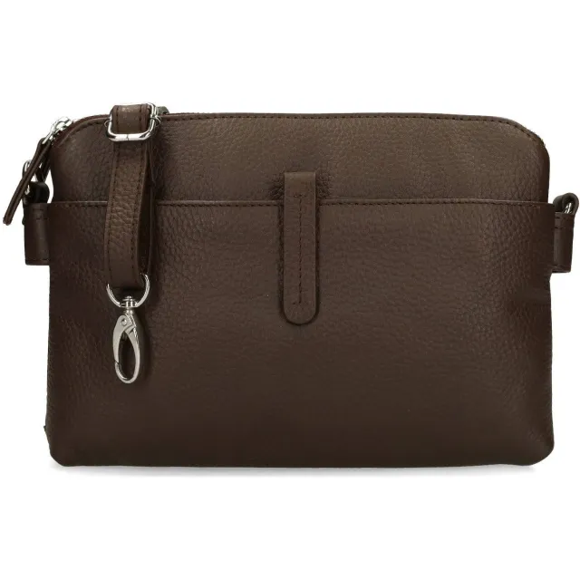 Manfield leren crossbody tas donkerbruin