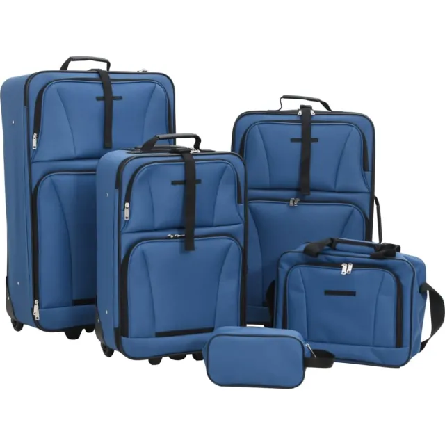 vidaXL 5 Piece Travel Luggage Set Blue Fabric 5 st Blue blauw