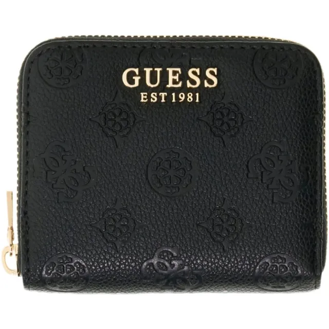 Guess Portemonnee Guess Ella Logo Slg Small Zip Around Zwart