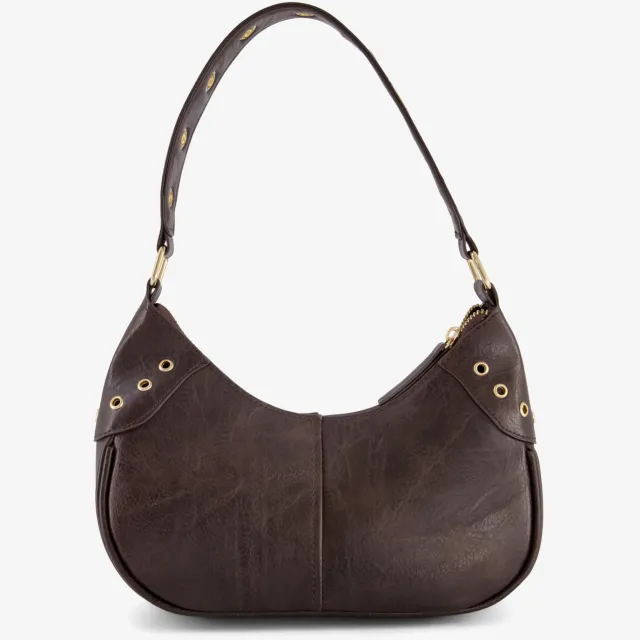 Scapino Dames schoudertas met studs donkerbruin