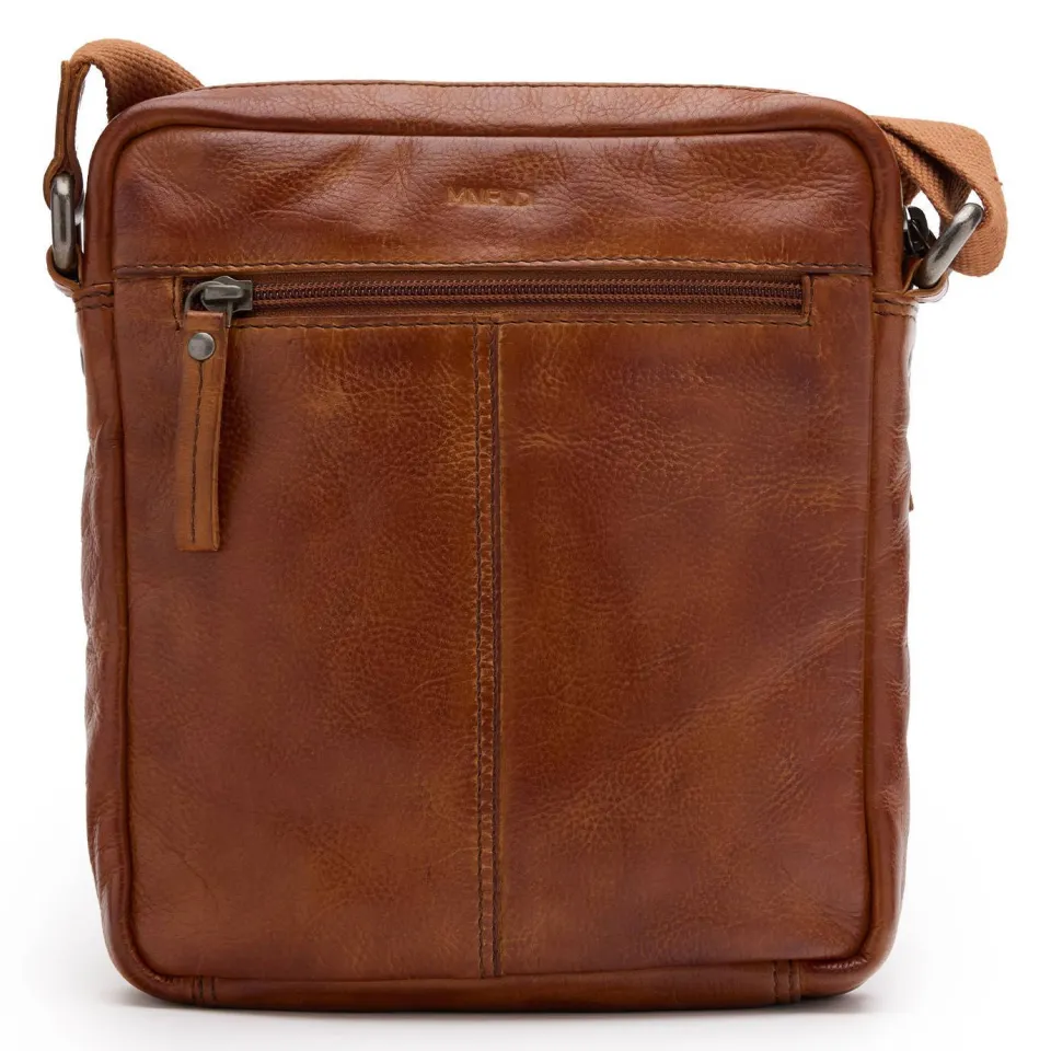 Manfield leren crossbody tas cognac, foto 3