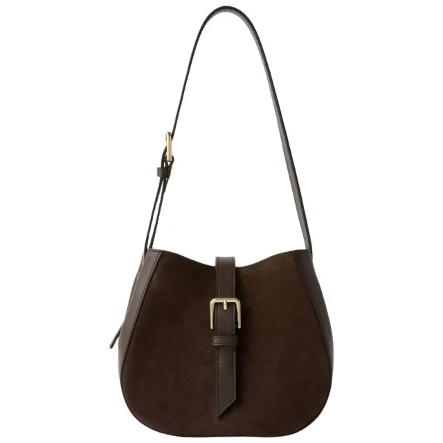 Furla suède crossbody tas Dora Mini donkerbruin