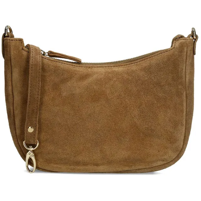 Manfield suède crossbody tas bruin