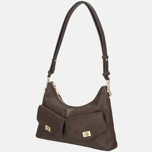 Guess schoudertas Blake Convertible Shoulder Bag Brown Logo donkerbruin, foto 2