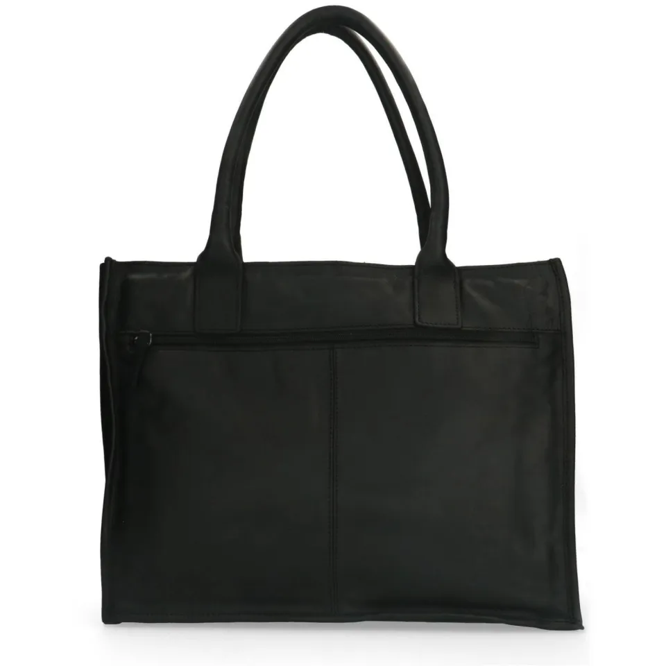 Manfield leren shopper zwart, foto 3