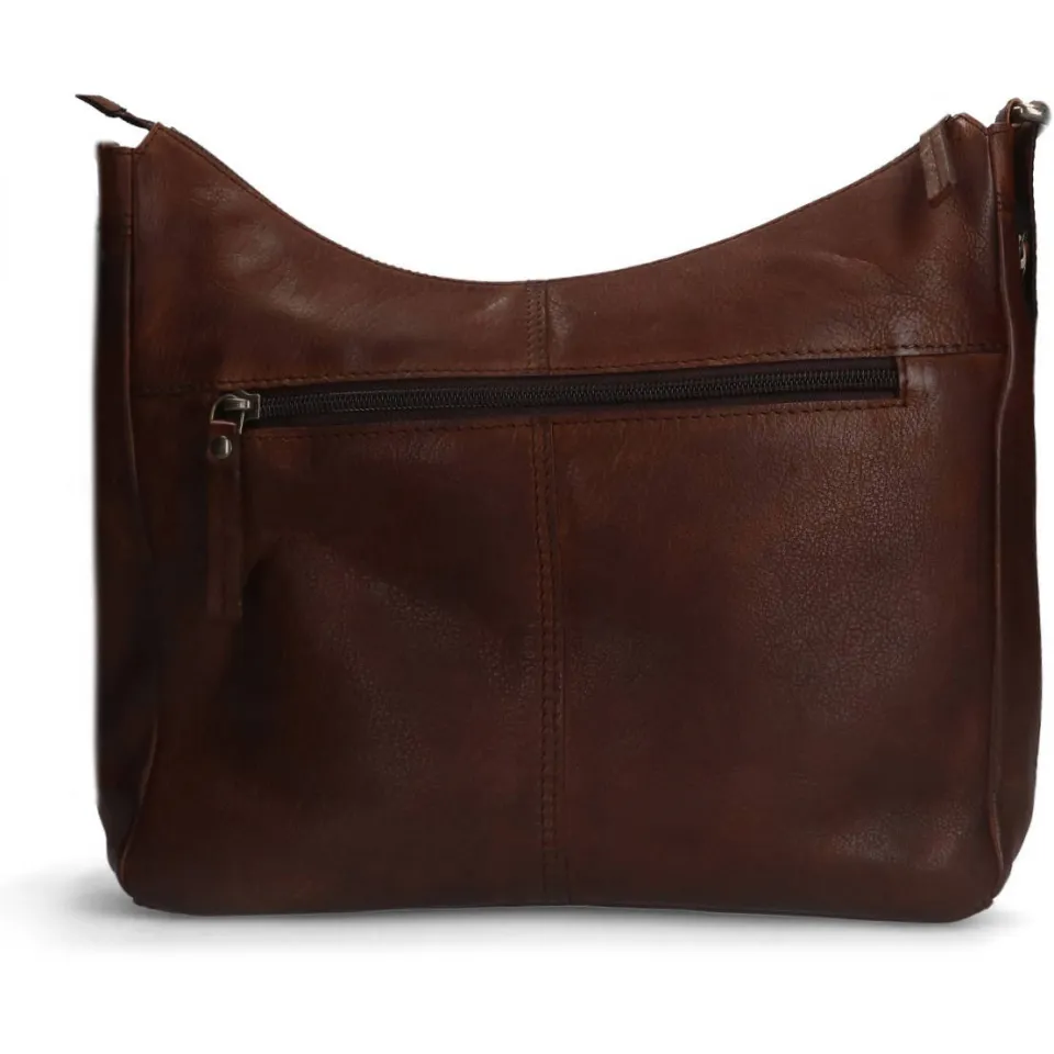 Manfield leren crossbody tas bruin, foto 2