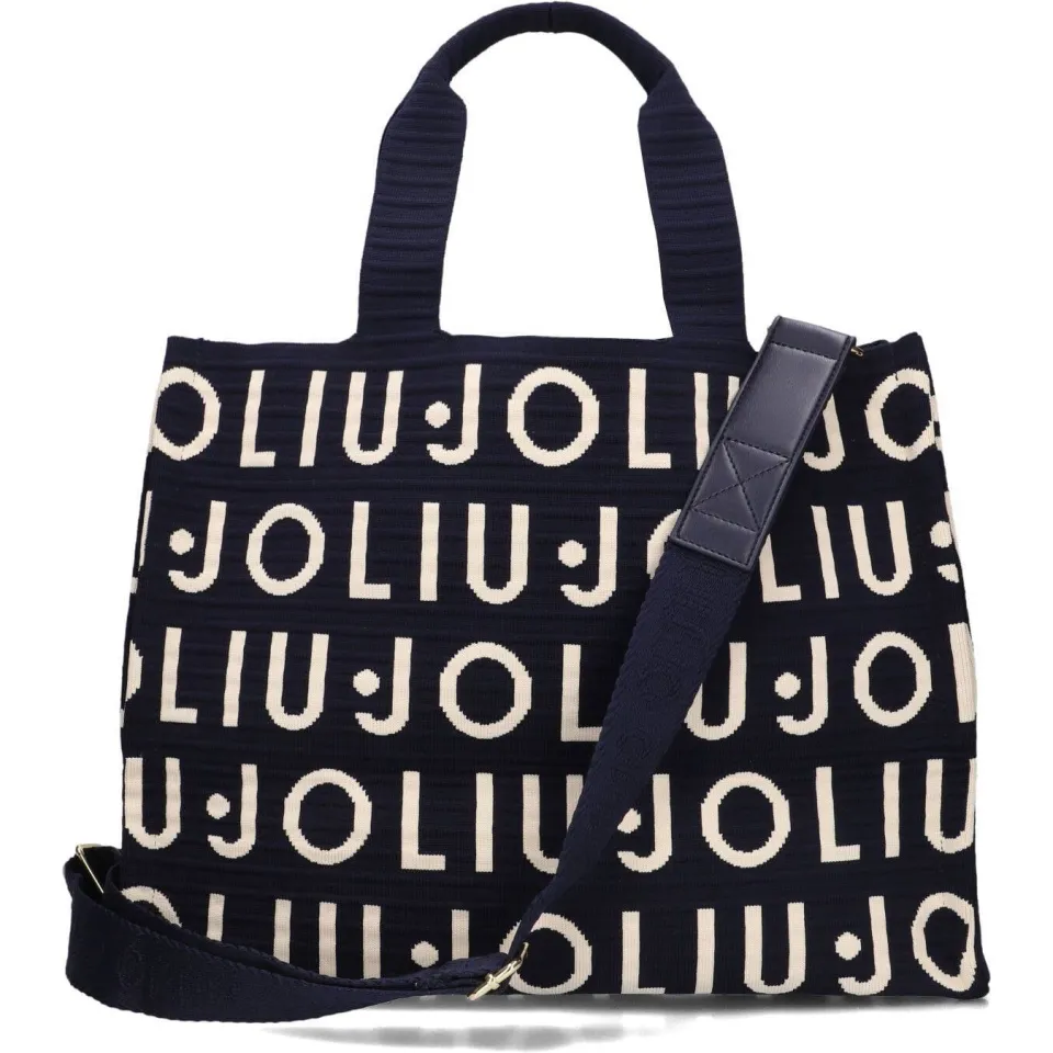 Liu Jo Tote Knitted Logo shopper donkerblauw, foto 3
