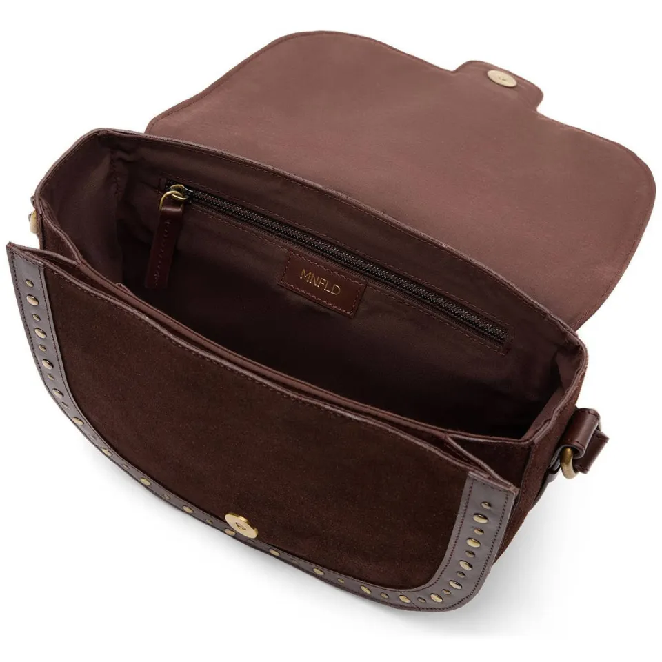 Manfield suede crossbody tas donkerbruin, foto 2