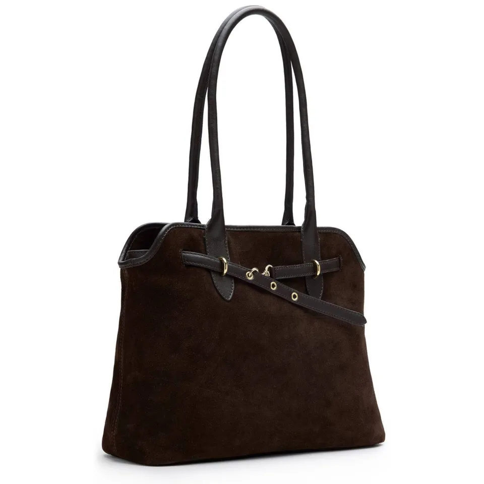 Manfield leren handtas donkerbruin, foto 2