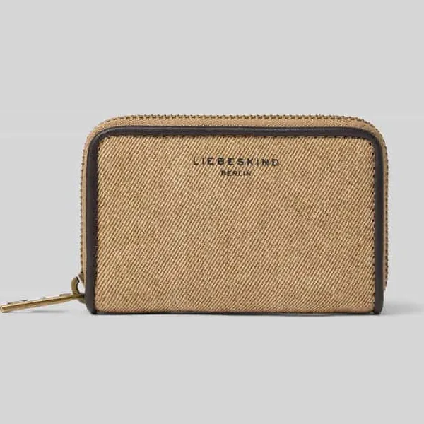 Liebeskind Berlin Portemonnee met labelstitching model 'JUNO' zandkleuren