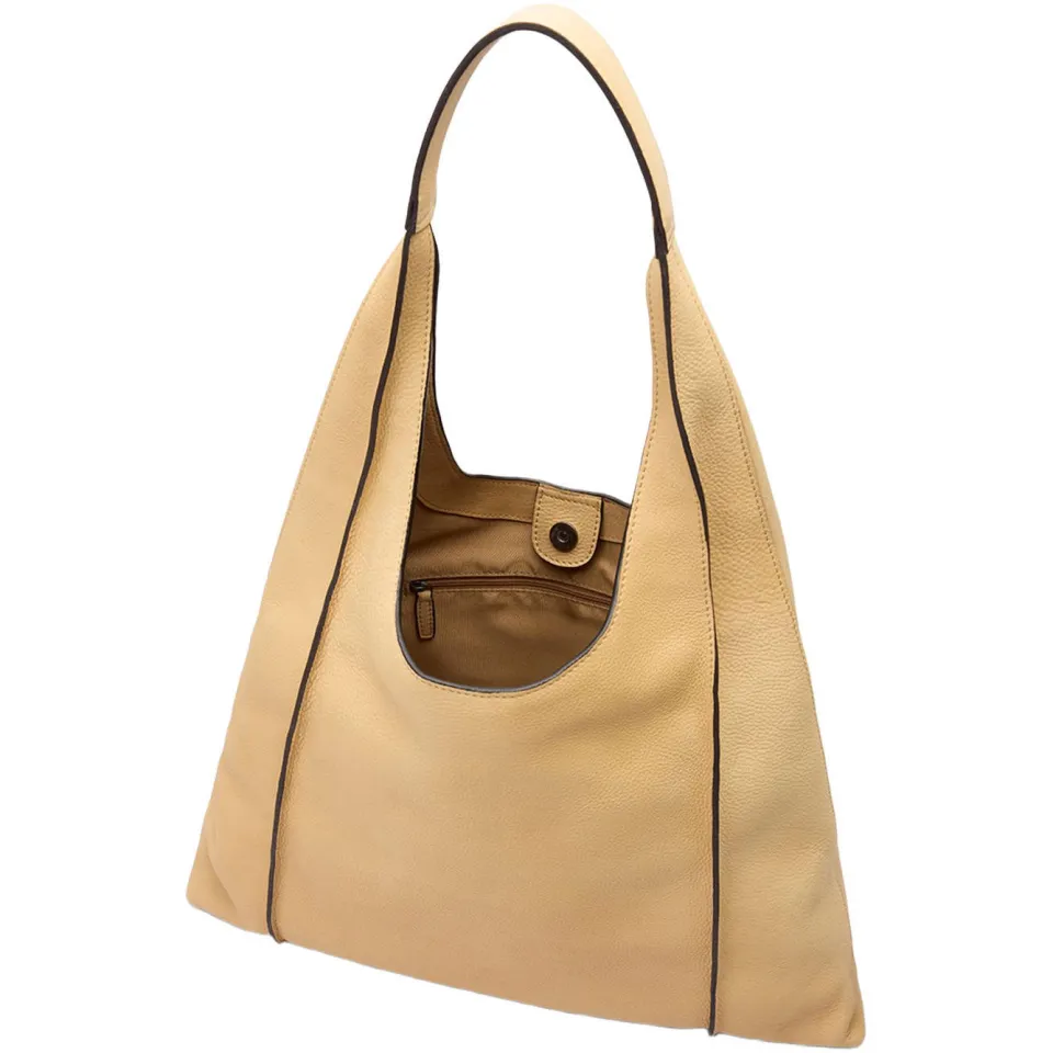 Manfield leren shopper beige, foto 3