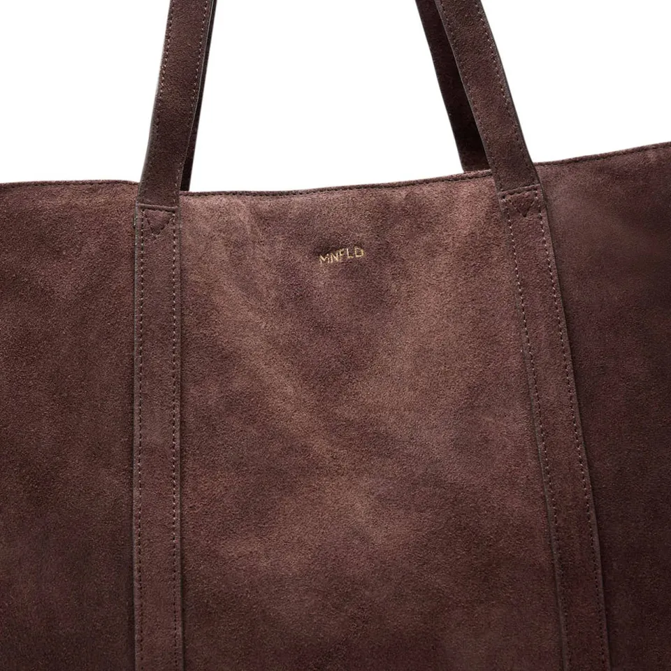 Manfield suède shopper donkerbruin, foto 5