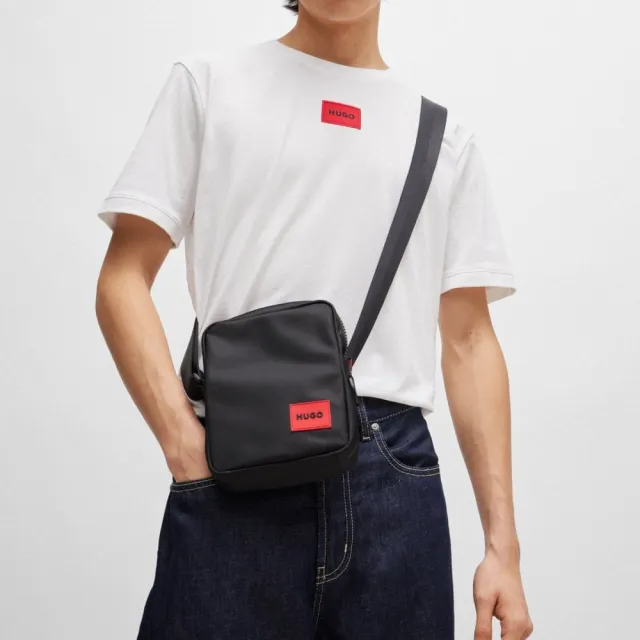Hugo Ethon 2.0N Heren Reporter Bag met Rode Logo Patch zwart