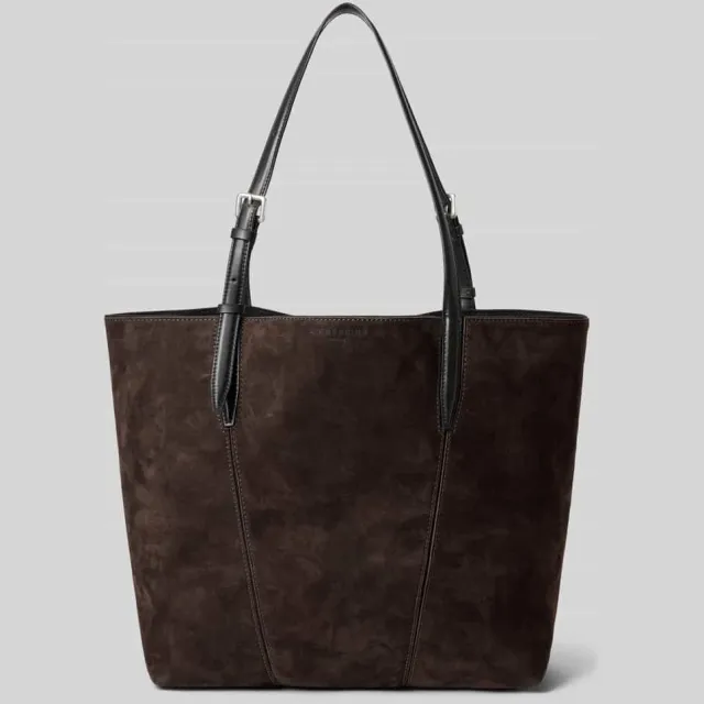 Liebeskind Berlin shopper van leer met reliëflogo model 'UNA' donkerbruin
